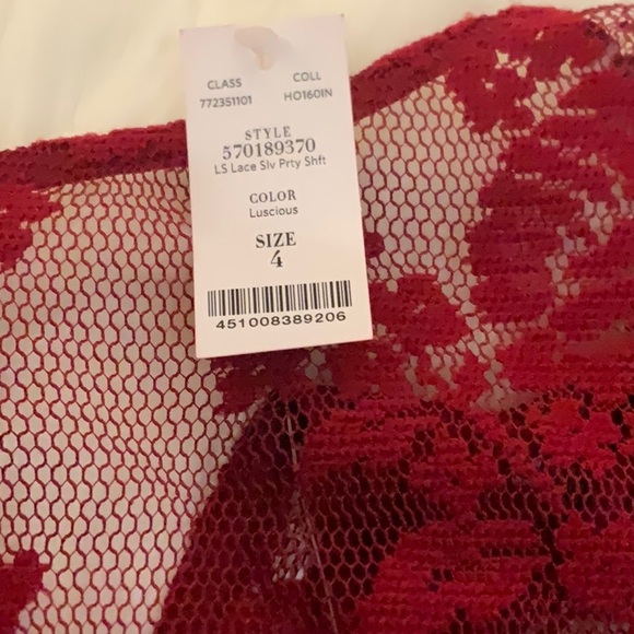 WHBM Red Pleated Lace Sleeve Shift Dress - Perfect for the Holidays!❤️ - Picture 4 of 4